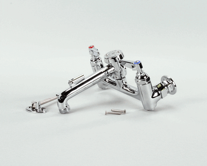 T&S Brass B-0665-Bstp Service Sink Faucet, Wall Mount, 8 Cente (TSB-0665-BSTP)