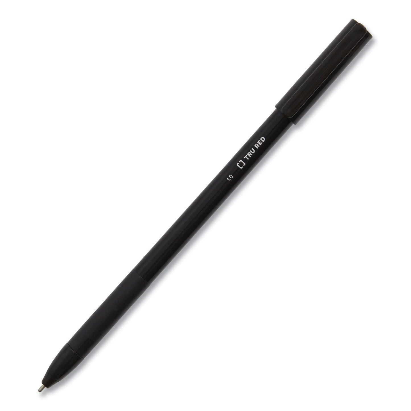 TRU RED Gripped Ballpoint Pen, Stick, Medium 1 mm, Black Ink, Black Barrel, Dozen (TUD24328148)