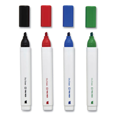 TRU RED Dry Erase Marker, Tank-Style, Medium Chisel Tip, Assorted Colors, 4/Pack (TUD24376600)