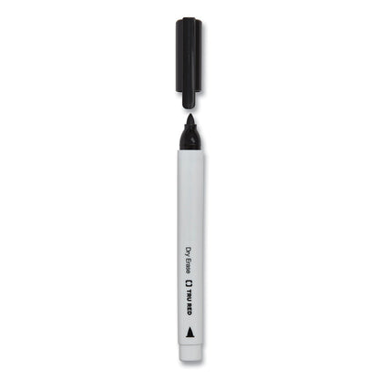 TRU RED Dry Erase Marker, Pen-Style, Fine Bullet Tip, Black, 4/Pack (TUD24376609)