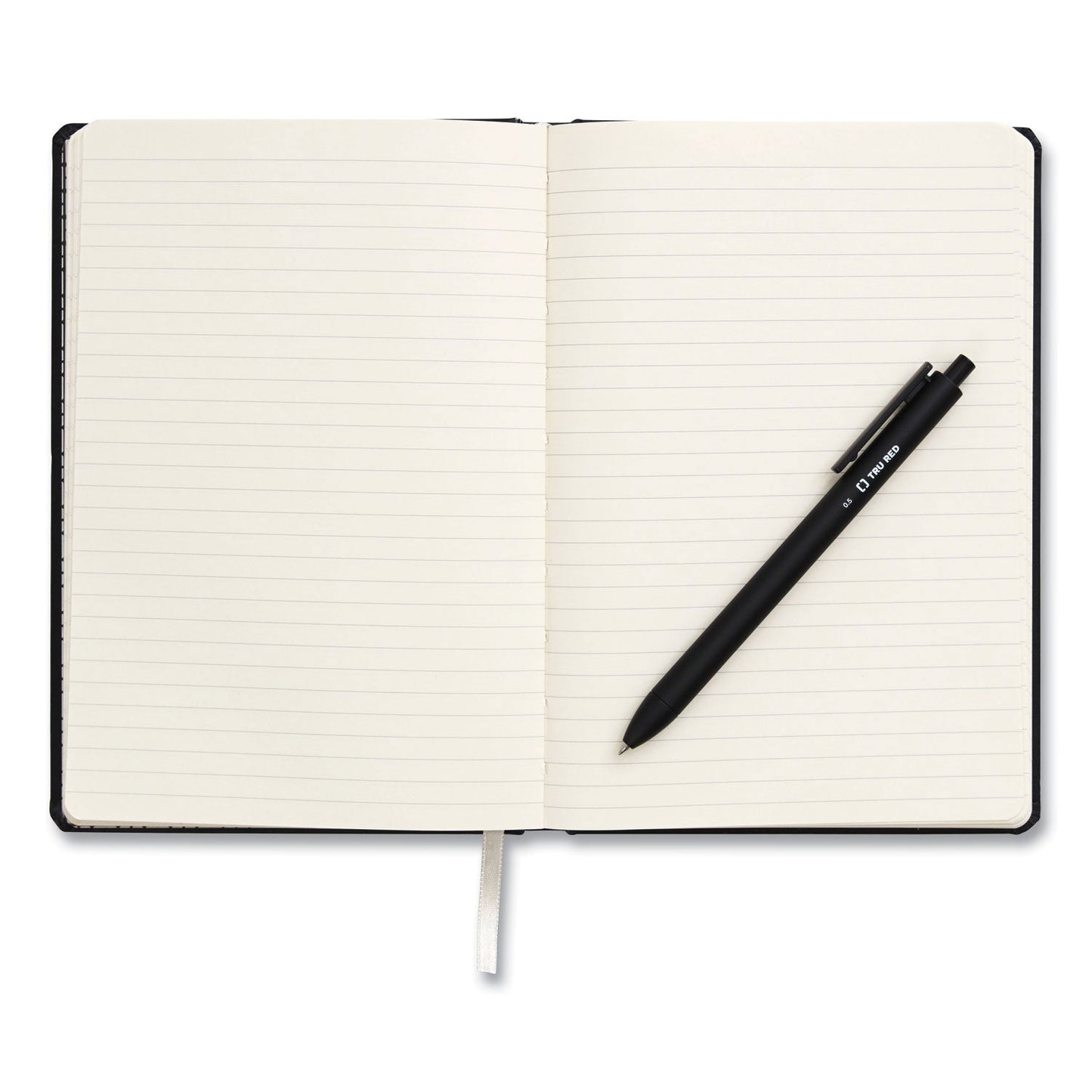 TRU RED Hardcover Business Journal, Narrow Rule, Black Cover, 8 x 5.5, 96 Sheets (TUD24377290)