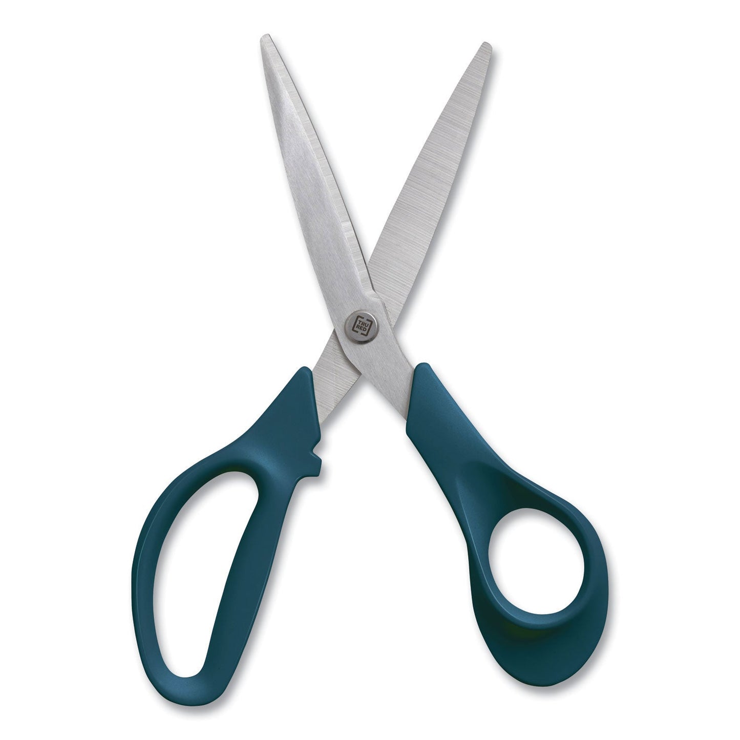 TRU RED Stainless Steel Scissors, 8" Long, 3.58" Cut Length, Green Straight Handle (TUD24380497)