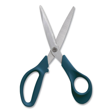 TRU RED Stainless Steel Scissors, 8" Long, 3.58" Cut Length, Green Straight Handle (TUD24380497)