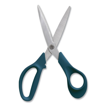 TRU RED Stainless Steel Scissors, 8" Long, 3.58" Cut Length, Green Straight Handle (TUD24380497)