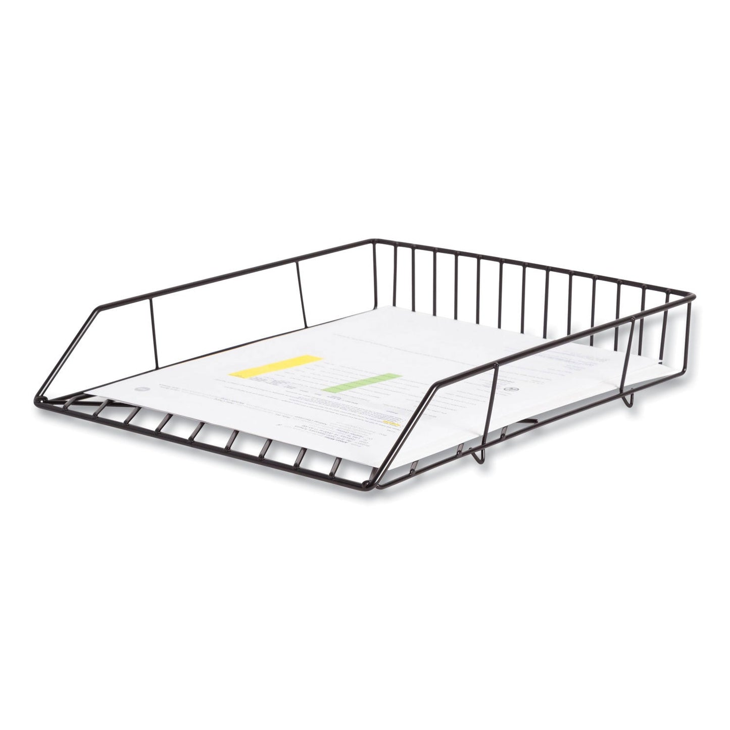 U Brands Vena Paper Tray, 1 Section, Holds 11" x 8.5" Sheets, 10.04 x 12.44 x 2.01, Black (UBR3840U0312)