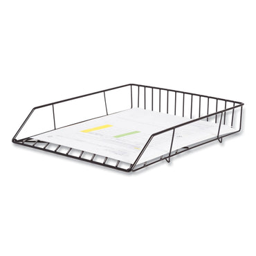 U Brands Vena Paper Tray, 1 Section, Holds 11" x 8.5" Sheets, 10.04 x 12.44 x 2.01, Black (UBR3840U0312)