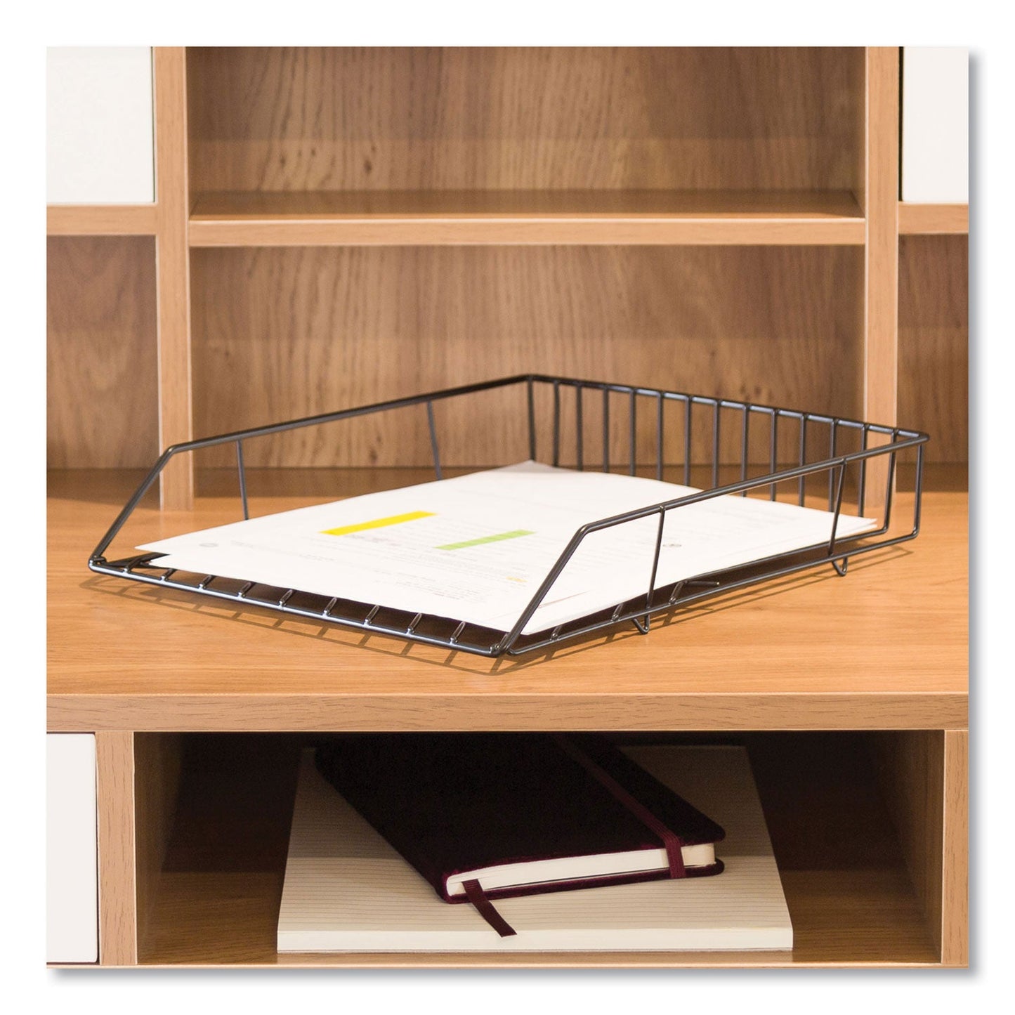 U Brands Vena Paper Tray, 1 Section, Holds 11" x 8.5" Sheets, 10.04 x 12.44 x 2.01, Black (UBR3840U0312)