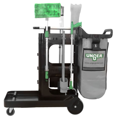 Unger ZoneCleanRx Janitorial Carts, Plastic, 3 Shelves, 23.5 x 25 x 25, Black (UNGCRTZN)