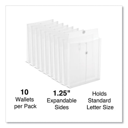 Universal Top Opening Poly Envelopes, 1.25" Expansion, Letter Size, Clear, 10/Pack (UNV50790)