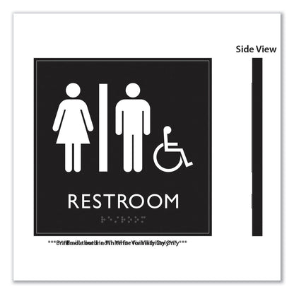 Headline Sign ADA Sign, Unisex Accessible Restroom, Plastic, 8 x 8, Clear/White (USS66911)