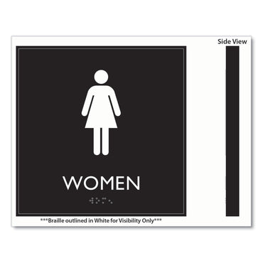Headline Sign ADA Sign, Women, Plastic, 8 x 8, Clear/White (USS66912)