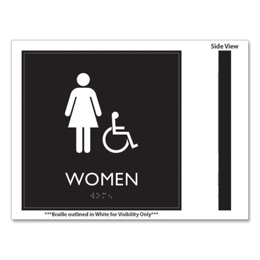 Headline Sign ADA Sign, Women Accessible, Plastic, 8 x8, Clear/White (USS66913)