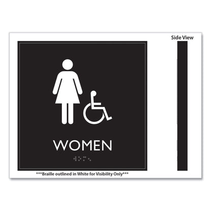 Headline Sign ADA Sign, Women Accessible, Plastic, 8 x8, Clear/White (USS66913)