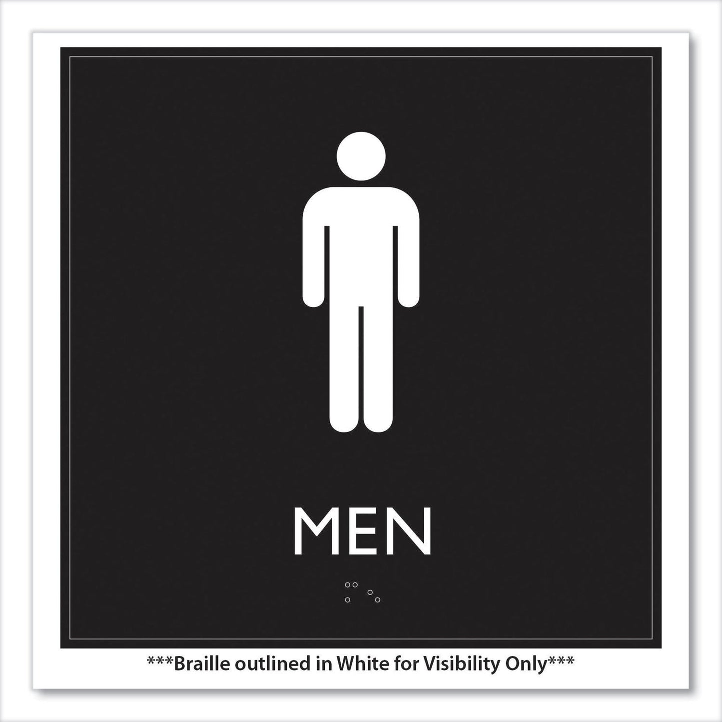 Headline Sign ADA Sign, Men, Plastic, 8 x 8, Clear/White (USS66914)