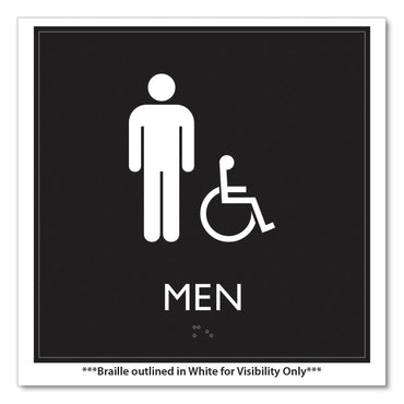 Headline Sign ADA Sign, Men Accessible, Plastic, 8 x 8, Clear/White (USS66915)