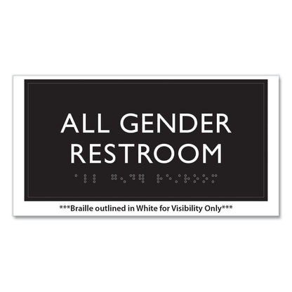 Headline Sign ADA Sign, All Gender Restroom, Plastic, 4 x 4, Clear/White (USS69920)
