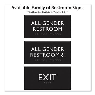 Headline Sign ADA Sign, All Gender Restroom Accessible, Plastic, 4 x 4, Clear/White (USS69921)