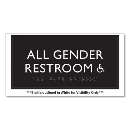 Headline Sign ADA Sign, All Gender Restroom Accessible, Plastic, 4 x 4, Clear/White (USS69921)