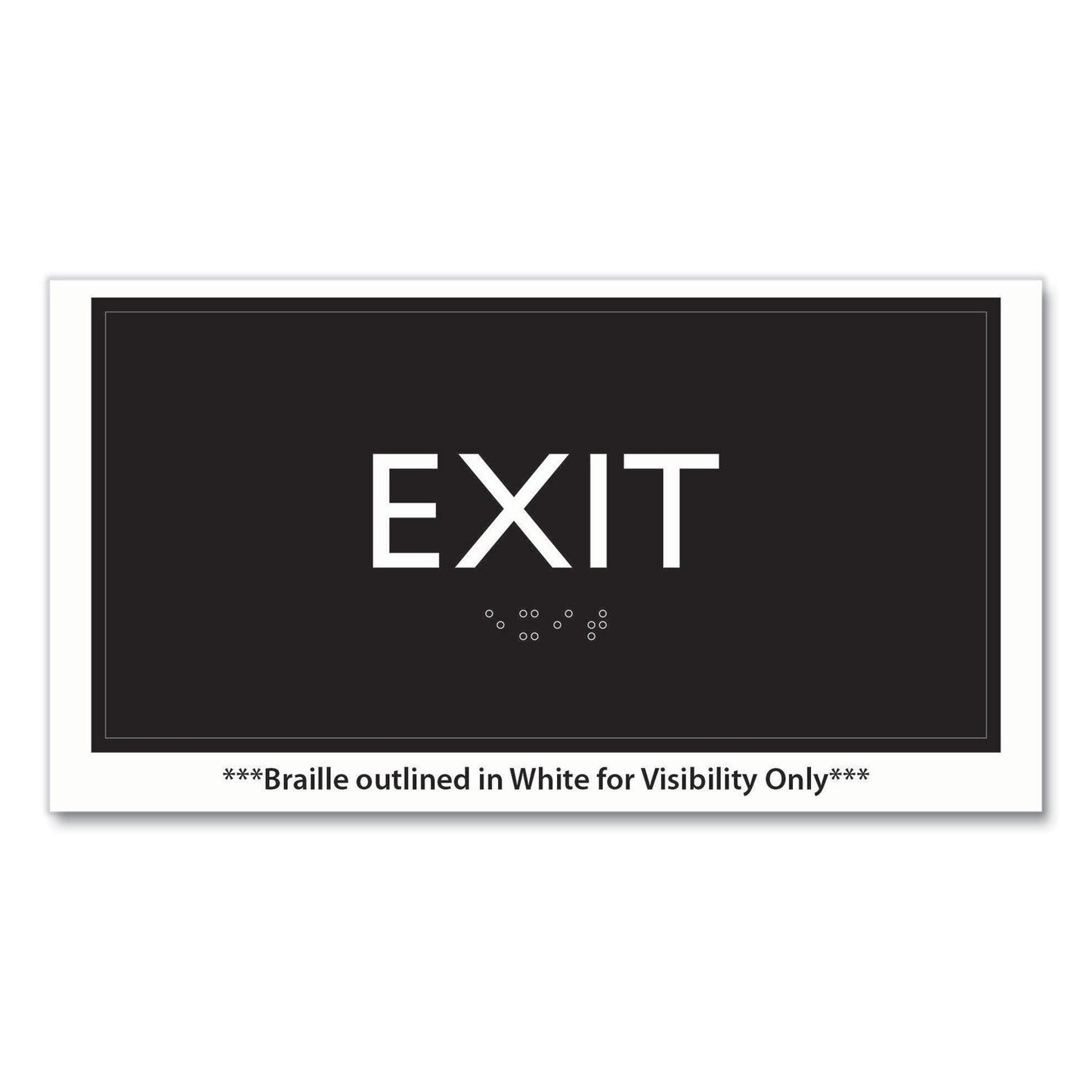 Headline Sign ADA Sign, Exit, Plastic, 4 x 4, Clear/White (USS69922)