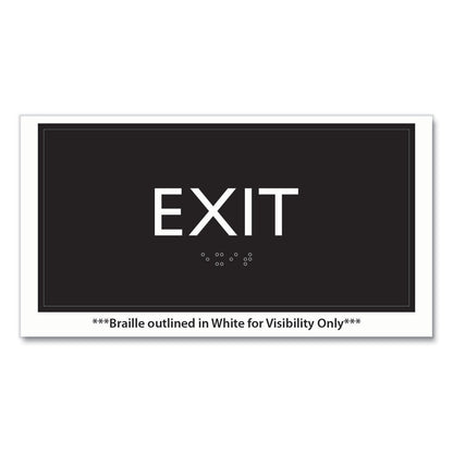 Headline Sign ADA Sign, Exit, Plastic, 4 x 4, Clear/White (USS69922)