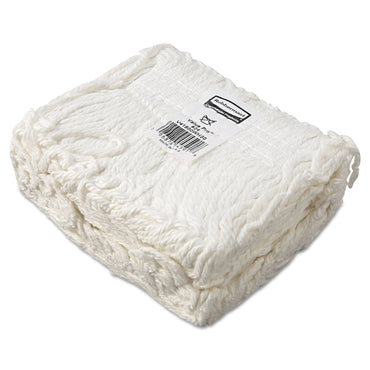 Rubbermaid Economy Cut-End Rayon Mop Head, 24oz, 1" Band, White, 12/Carton (V418WH)
