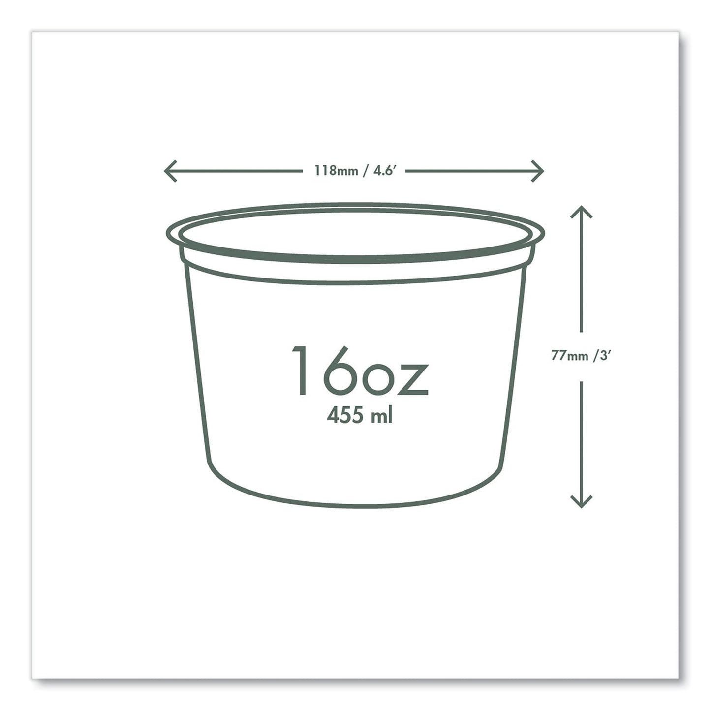 Vegware Round Deli Pots, 16 oz, 4.6 Diameter x 3"h, Clear, Plastic, 500/Carton (VEGCFDC16)