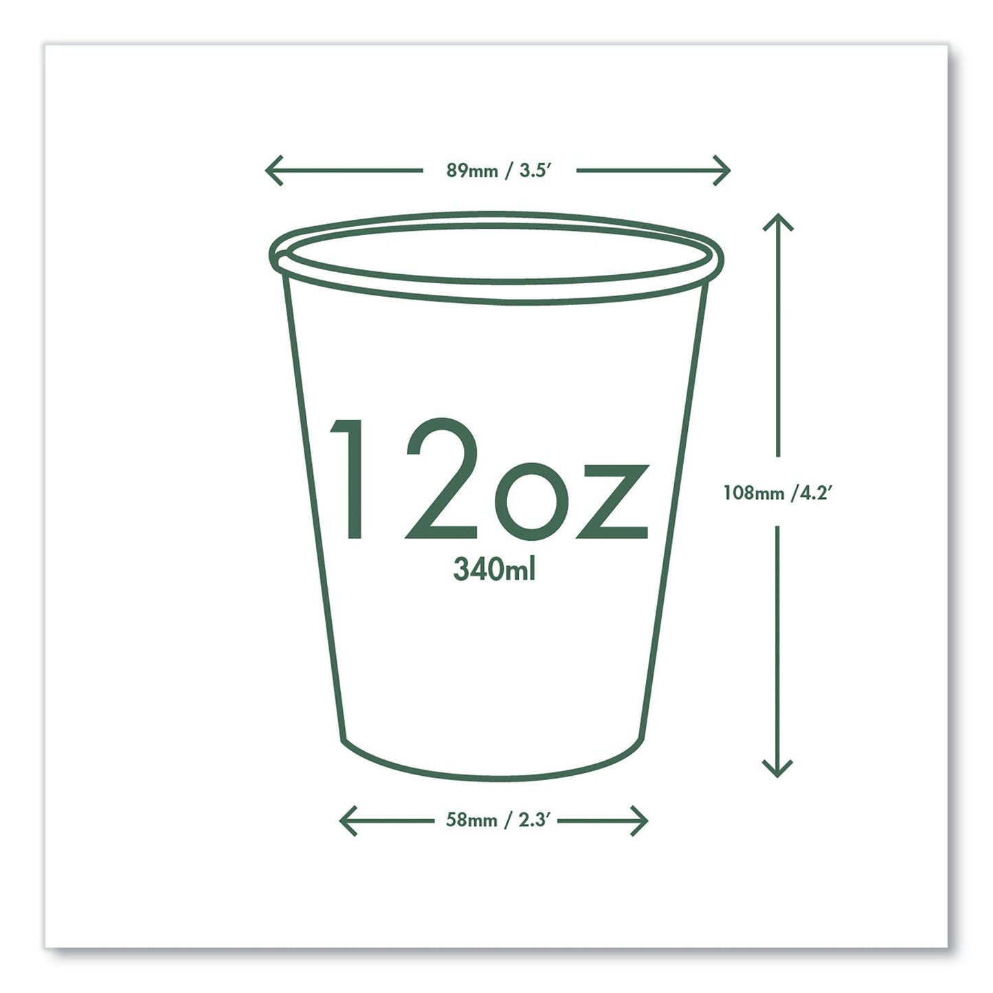 Vegware 89-Series Hot Cup, 12 oz, Green/White, 1,000/Carton (VEGLV12G)