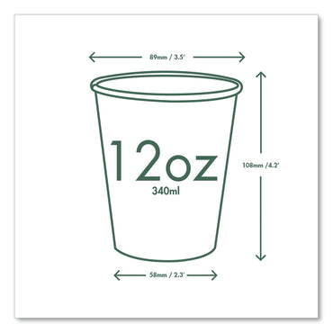 Vegware 89-Series Hot Cup, 12 oz, Green/White, 1,000/Carton (VEGLV12G)