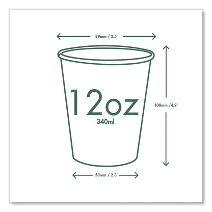 Vegware 89-Series Hot Cup, 12 oz, Green/White, 1,000/Carton (VEGLV12G)