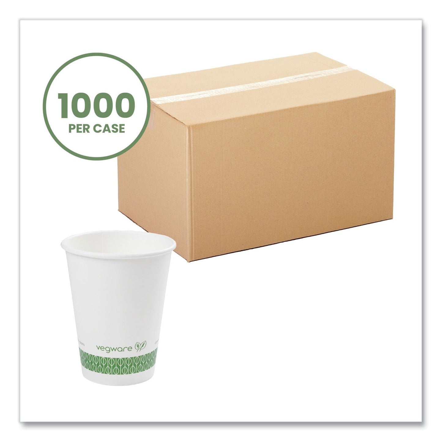 Vegware 89-Series Hot Cup, 12 oz, Green/White, 1,000/Carton (VEGLV12G)