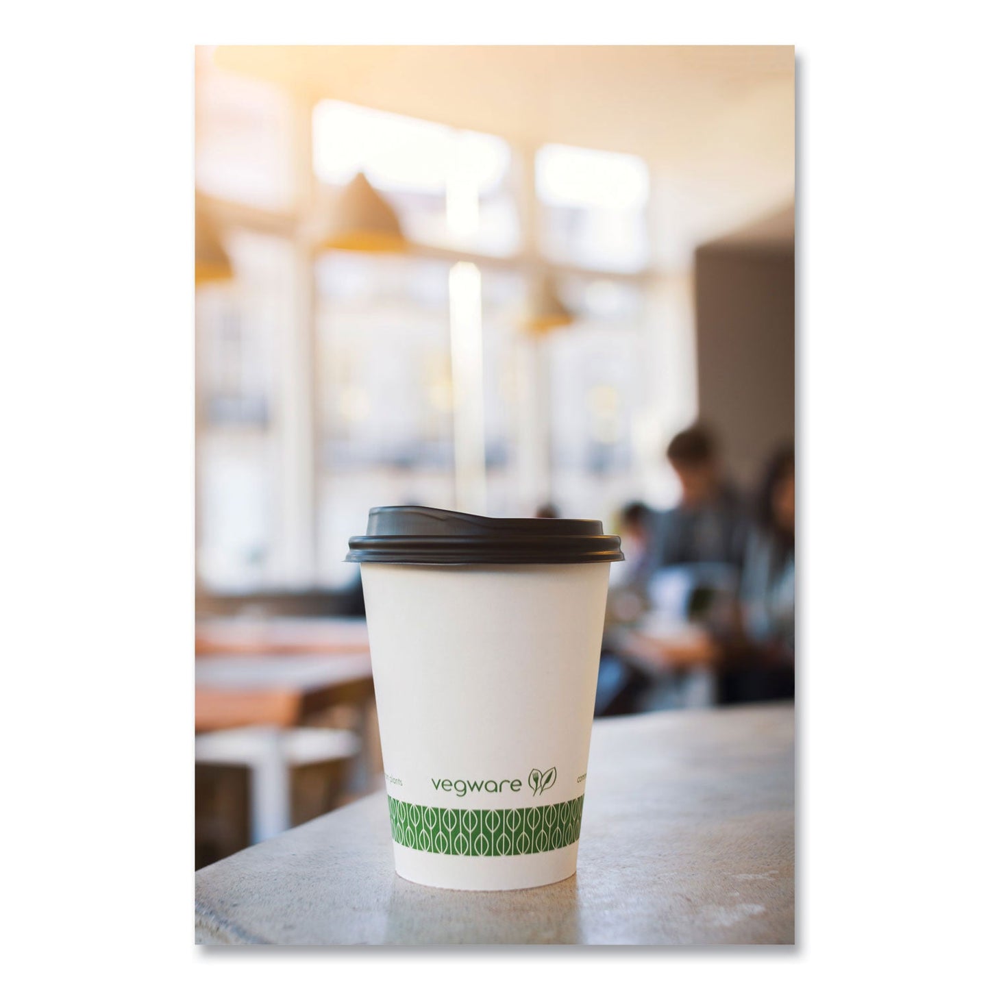 Vegware 89-Series Hot Cup, 12 oz, Green/White, 1,000/Carton (VEGLV12G)