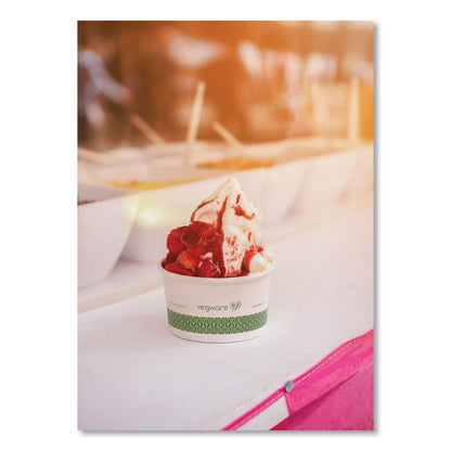 Vegware Soup Containers, 6 oz, 3.5" Diameter x 1.7"h, Green/White, Paper, 1,000/Carton (VEGSC06G)