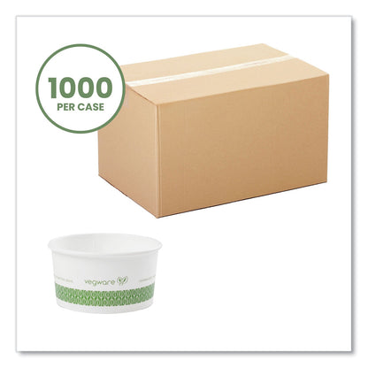 Vegware Soup Containers, 6 oz, 3.5" Diameter x 1.7"h, Green/White, Paper, 1,000/Carton (VEGSC06G)