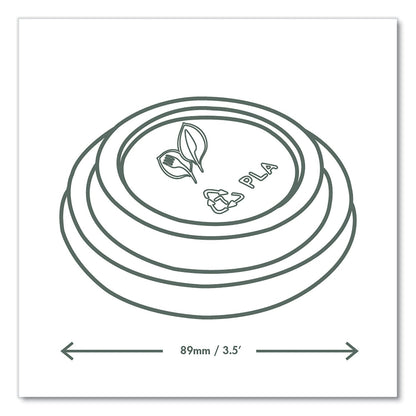 Vegware 89 Series Hot Cup Lids, Fits 89-Series Hot Cups, White, 1,000/Carton (VEGVLID89S)