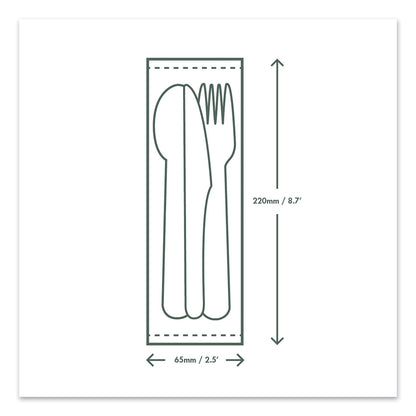 Vegware Cutlery Kits, Fork/Knife/Spoon/Napkin, White, 250/Carton (VEGVWKFSWN)