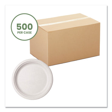 Vegware Molded Fiber Tableware, Plate, 10" Diameter, White, 500/Carton (VEGWHBRG10)