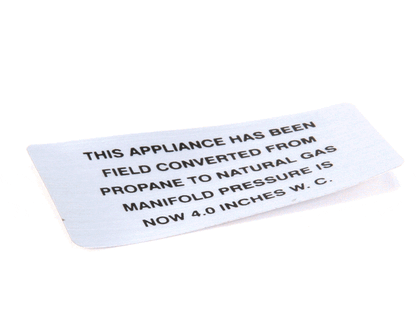 Vulcan Hart 00-421727-00004 Plate,Propane To Natural Gas (VH00-421727-00004)