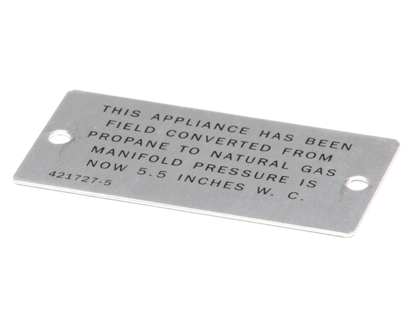 Vulcan Hart 00-421727-00005 Plate,Propane To Natural Gas (VH00-421727-00005)