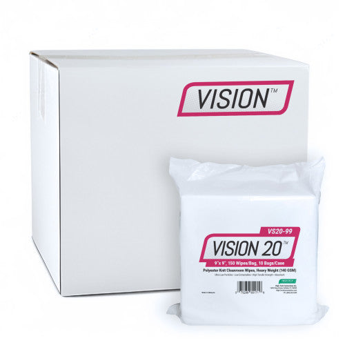 High-Tech Conversions VISION 20® Non-Sterile Polyester Knit Cleanroom Wipes, Heavy-Weight (140 GSM), 9"x9", 150/Bag (HOSVS20-99)