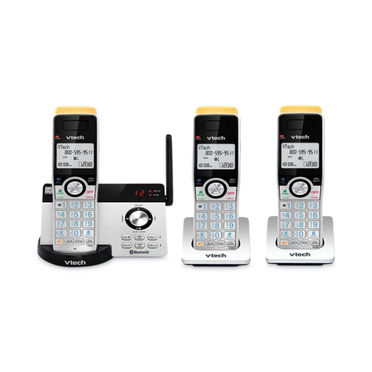 Vtech 80-2151-02 Three-Handset Connect to Cell Cordless Telephone, Black/Silver (VTEIS81223)