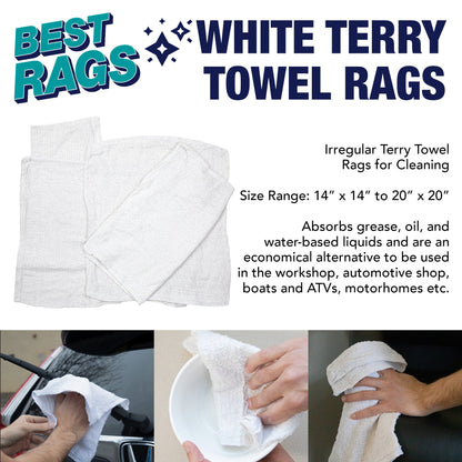 Hospeco® W68 Shop Towel Terry Wipers White, 10lb Bag (HOSN-W68-10BG)
