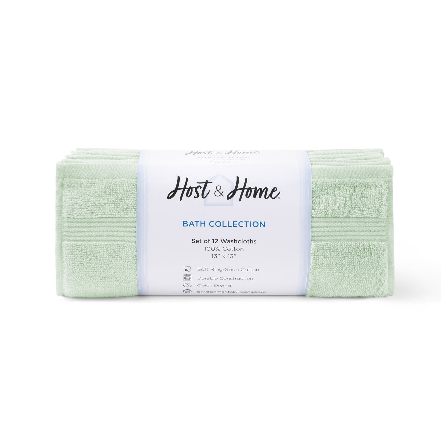Arkwright Home® Host & Home Washcloth 13x13 Green, Case of 60 (HHWC-1313-GR-CS)