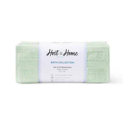 Arkwright Home® Host & Home Washcloth 13x13 Green, Case of 60 (HHWC-1313-GR-CS)