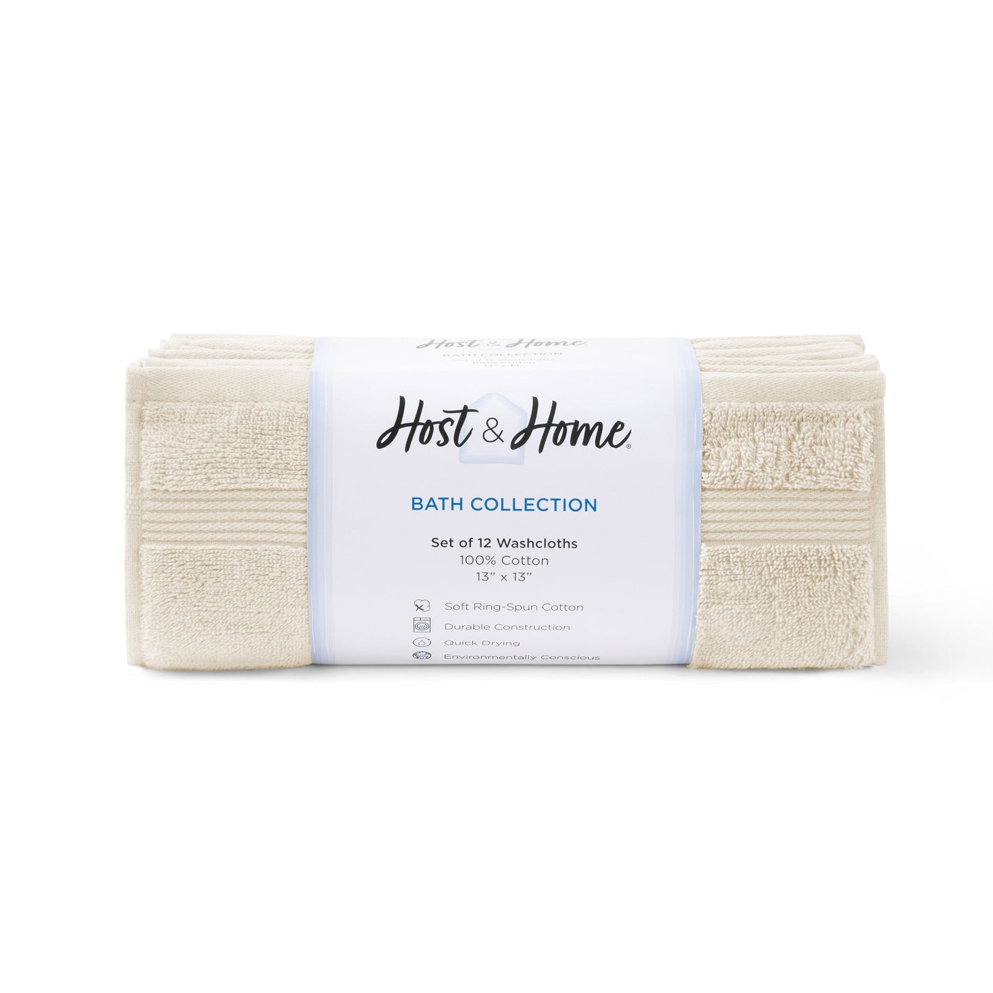 Arkwright Home® Host & Home Washcloth 13x13 Ivory, Case of 60 (HHWC-1313-IV-CS)