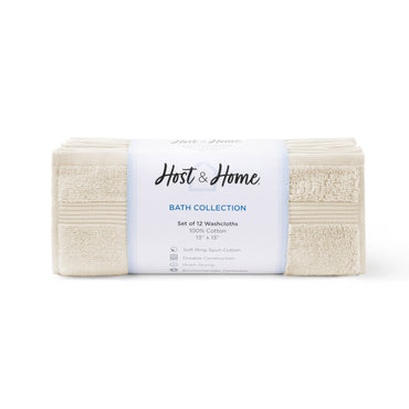 Arkwright Home® Host & Home Washcloth 13x13 Ivory, Case of 60 (HHWC-1313-IV-CS)