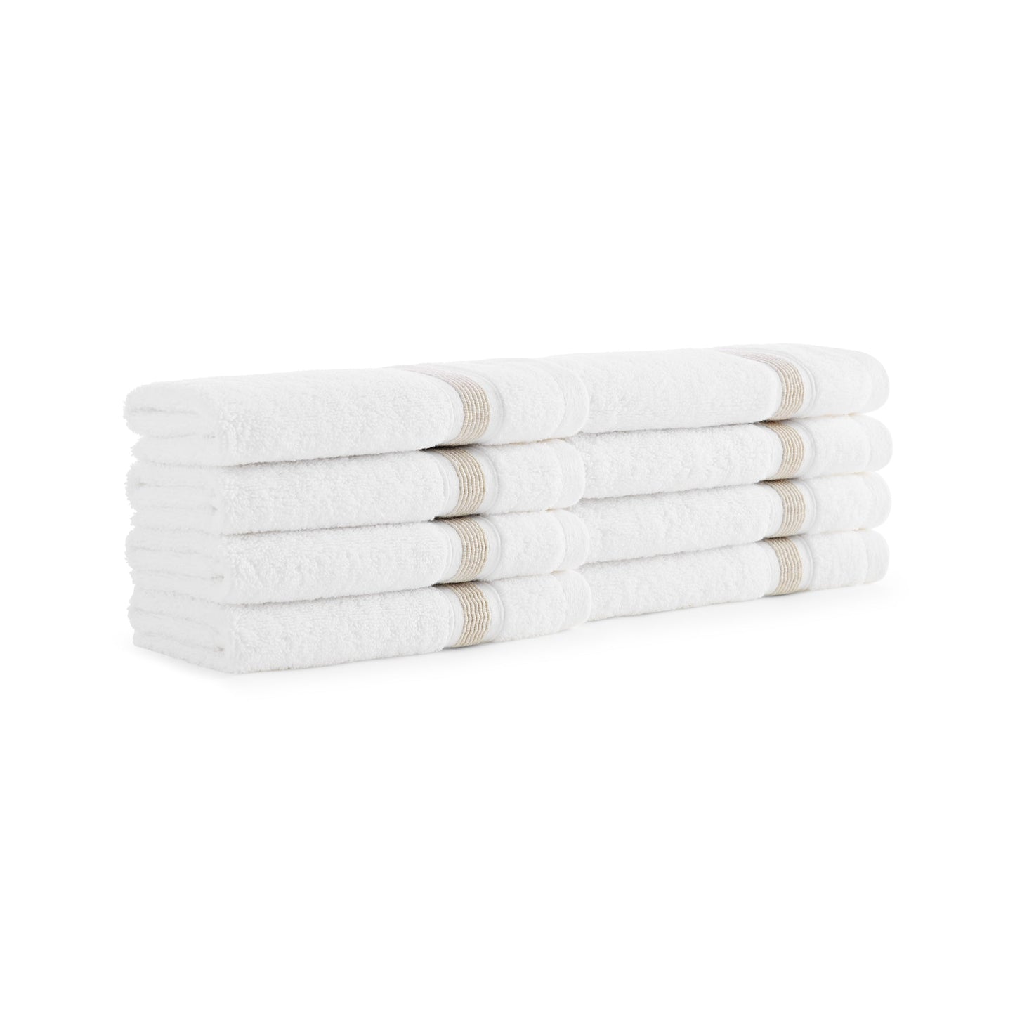 Aston & Arden Aegean Recycled Washcloth 13x13 Beige Striped (8/Pack) (P-WC-RT-1313-BG)