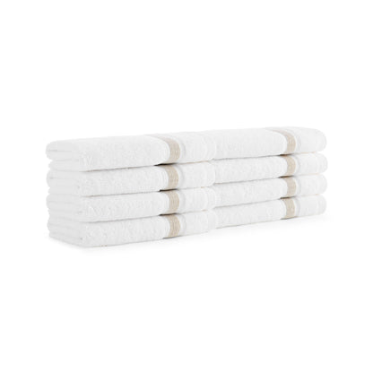 Aston & Arden Aegean Recycled Washcloth 13x13 Beige Striped (8/Pack) (P-WC-RT-1313-BG)