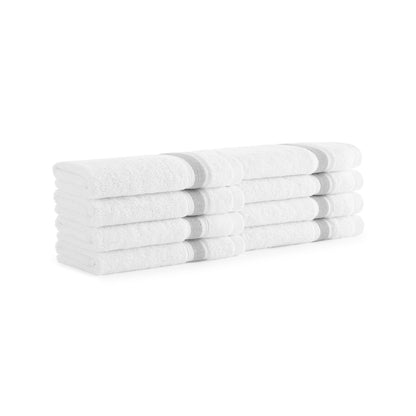 Aston & Arden Aegean Recycled Washcloth 13x13 Light Gray Striped (8/Pack) (P-WC-RT-1313-LG)