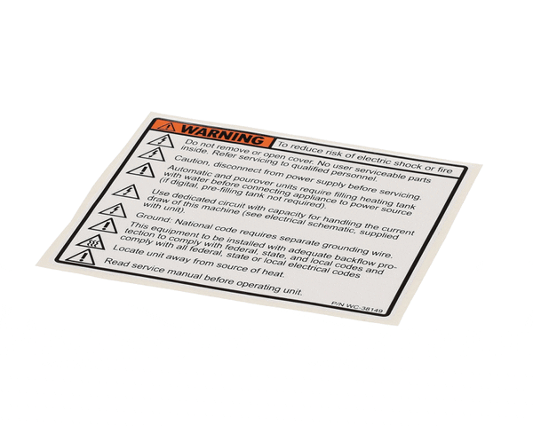 Wilbur Curtis WCWC-38149 Warning Label Universal REPLACEMENT WC-38149 (WCWC-38149)