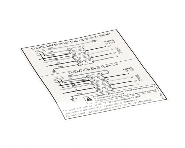 Wilbur Curtis 3375000703 Label, Dual Voltage Power Hook (WCWC-38167)